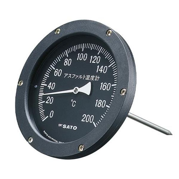 ●測定範囲(℃)…0〜200●感温部長(mm)…200●1目盛…2℃●ダイヤル径…150mm●ケース外径…175mm●感温部径…φ8mm●材質…感温部：ステンレス（SUS304）ケース、カバー：ポリアミド樹脂透明板：ガラス●精度…±1目盛●感温部形状…先トガリ●重量…約465g●感温部をアスファルト等に突き刺し温度を測定します。●トレーサビリティ校正：対応JCSS校正：非対応EA728GK-42楽天 JP店　