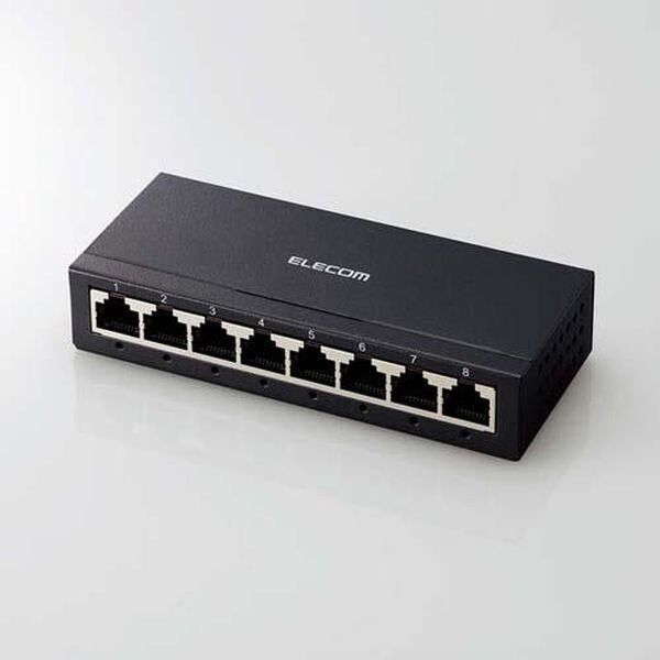 ●ポート数…8●規格…IEEE 802.3ab、IEEE 802.3u、IEEE 802.3●接続方式…1000BASE-T/100BASE-TX/10BASE-T●電源…AC100〜240V±10％ 50/60Hz●サイズ…約126(W)×53(D)×25.6(H)mm(本体のみ)●重量…約165g(本体のみ)●付属品…専用ACアダプター(約1.2m)×1個、安全にお使いいただくために×1枚●材質…筐体：メタル●伝送速度…1000Mbps(1000BASE-T)、100Mbps(100BASE-TX)、10Mbps(10BASE-T)●消費電力…5.2W(最大)●カラー…ブラック●適合規格…VCCI ClassB●コネクタ形状…RJ-45×8●適合ケーブル…1000BASE-T:UTPカテゴリー5e以上、100BASE-TX:UTPカテゴリー5以上、10BASE-T:UTPカテゴリー3以上●パケット転送速度…1,488,095パケット/秒(1000Mbps)、148,809パケット/秒(100Mbps)、14,880パケット/秒(10Mbps)●1000BASE-T対応のACアダプター電源のメタル筐体8ポートスイッチングハブです。●従来機種(※)より容積比で約58%サイズダウン。コンパクトで場所を取らない設計です。　※従来機種:EHC-G05PA-B●ストレート/クロスケーブルを自動判別する「Auto MDI/MDI-X」機能を全てのポートに搭載。接続ミスを防ぎます。●作動音が気にならない静音ファンレス設計で、静かな部屋での使用でも気になりません。●らくらく節電機能により接続していないポート、リンクしていないポートを自動的に判別し、電力供給を抑えます。パソコンがシャットダウンしている環境では、大幅な電力の節約を実現することができる、省エネ法に準拠したスイッチングハブです。●小型デザインで設置場所を選びません。本体背面に壁掛け設置用の穴があり、壁掛けすることも可能です。●ジャンボフレームに対応し、ジャンボフレーム対応機器との間でより高速なデータ転送が可能です。●EU　RoHS準拠(10物質)EA764BY-172楽天 JP店　