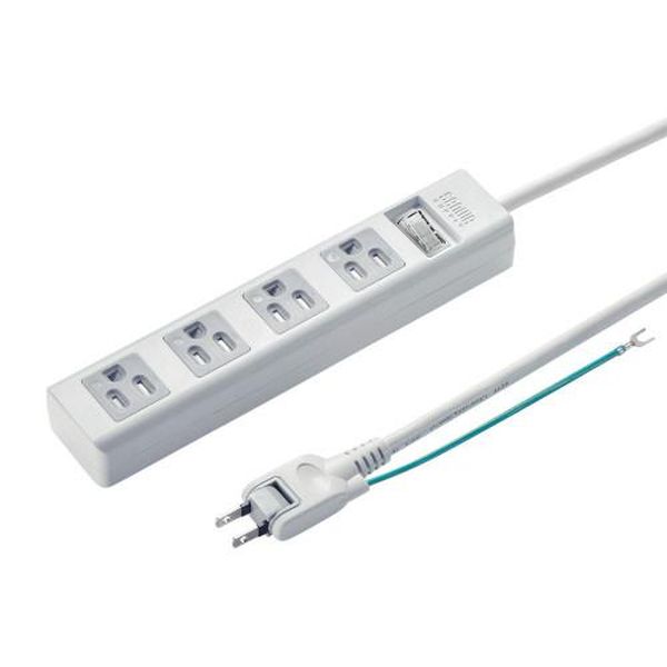 ●コンセント…接地3P×4口●コード長…2.5m●定格…15A・125V（1500W）●プラグ…2P(スイング式・絶縁キャップ付・アース線付)●一括スイッチ…付●サイズ…215×45×29.6mm●コード…VCTF 1.8スケア（SQ）×2心、0.75スケア（SQ）×1心（アース）仕上がり外形寸法：約直径8.5mm●使用地域…日本国内のみ。日本以外ではご使用いただけません。●認証…電気用品安全法(PSE)技術基準適合品●差込口間隔…40mm●ホコリ防止シャッター付きで、ホコリの侵入を防止します。●通電ランプ付きの一括集中スイッチが付いているので、通電状態が一目でわかり、消し忘れを防止できます。●裏面にマグネットが付いているので、スチールのデスクなどに仮固定することができます。●差し込み部にユリア樹脂材を使用しており、熱に強い構造となっでおります。●プラグは2Pアースコード付きでスイングプラグ仕様にはトラッキング火災予防に有効な絶縁キャップが付いています。●ゴミが少なく環境に優しい簡易パッケージ仕様です。EA815GM-253楽天 JP店　