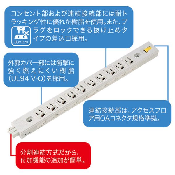株式会社ヒロチー商事 楽天市場店の【メーカー在庫あり】 エスコ ESCO 125V/20A サーバーラック用コンセントバー (本体) EA815GM-362 JP店｜アングル3