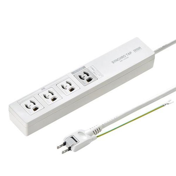 ●コンセント…3P×4口 (パソコン本体用×1、連動口×3)●コード長…2m●定格…15A・125V (1,500W)●プラグ…2P(絶縁キャップ・アースコード付きスイングプラグ)●サイズ…260×51×36(H)mm●コード…VCTF 2.0スケア（SQ）×2心、0.75スケア（SQ）×1心（アース）仕上がり外形寸法 約直径8.5mm●対応機種…接続表示ネームタグ×4枚、抜け止め専用コンセントキャップ×2個●使用上の注意…※ノートパソコンには対応しておりません。※消費電力が500Wを超えるパソコンには対応しておりません。※電源オフ時の消費電流が900mA以上のパソコン、または動作時電流が100mA以下のパソコンには使用できません。※電源オフ時と動作時の電流の差が100mA以下のパソコンには使用できません。※本機はパソコン専用です。その他の機器では使用できません。●電気用品安全法（PSE）技術基準適合品●日本国内のみ。日本以外ではご使用いただけません。●IC記憶式パソコン連動型タップ（パソコン×1、連動×3）で、ほぼ全てのデスクトップパソコンが使用できます。●ICを内蔵しているので、パソコンが変わった場合でも感度設定を行うことにより快適に使用できます。●マグネット付きでスチールデスクなどに仮固定が可能です。●抜け止めコンセント採用で不意のプラグ抜けがなく、データをしっかりガードします。●トラッキング火災予防絶縁キャップ付きスイングプラグを採用しています。●熱に強い熱硬化性樹脂を使用した二重構造型のタップです。●接続表示ネームタグ4枚、抜け止め専用コンセントキャップ2個付きです。EA815GM-381楽天 JP店　