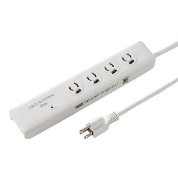 ●コンセント…3P×4口 (抜け止めタイプ)●コード長…2m●定格…15A・125V (合計1,500W)●プラグ…3P(絶縁キャップ付き)●サイズ…260×50×34(H)mm●コード…VCTF 2.0スケア（SQ）×2心、0.75スケア（SQ）×1心（アース）仕上り外形寸法 約直径8.5mm●サージ耐量…電流部（バリスタ）：5,000A（2回）TEL部（アレスタ）：10,000A（2回）●バリスタ電圧…470V●直流放電開始電圧…230V●付属品…モジュラーコード (1.5m)●電気用品安全法（PSE）技術基準適合品●日本国内のみ。日本以外ではご使用いただけません。●落雷により電源線や電話回線に侵入する誘導雷サージから、パソコンや通信端末機器が破壊するのを防止する防護機器です。●コンセントにパソコン、通信端末機器の電源を差し込み、モジュラーコードを接続するだけで独自設計のバイパス回路により誘導雷サージをアースへ逃がし接続機器をガードすることができます。●電源（AC）雷ガード／内蔵されたサージ吸収素子（バリスタ）が雷サージを吸収し、接続された機器を守ります。●電話回線用に高性能アレスタ（避雷器）を内蔵しています。電話機、ルーターを雷からガードできます。●雷ガード作動確認ランプ／雷ガード機能が正常に作動時点灯します。●プラグの刃の根元にトラッキング火災予防に極めて有効な絶縁キャップが付いています。●プラグをロックできる抜け止め式差込口を採用しています。●アース線が接続できる端子付きです。※アースケーブルは別途ご購入ください。●スチール机に簡単に取り付けできるマグネット付きです。●電話回線接続用モジュラーコード1本付属しています。（1.5m）EA815GM-391楽天 JP店　