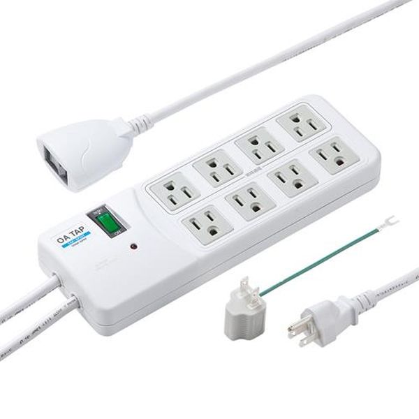 【メーカー在庫あり】 エスコ ESCO 2.5m タップ (8口/4口連動手元スイッチ/雷ガード) EA815GM-394 JP店