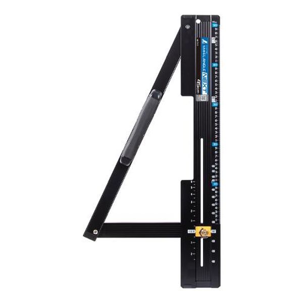 ●ガイド長…450mm●直角精度…±1/1000rad(100mmにつき0.1mm以内(90°のみ))●サイズ…687×346×73mm(畳んだ時：巾100mm)●重量…910g●材質…本体：アルミ、ガイド面：ステンレス、保護キャップ・角度指示板：ABS樹脂、ツマミネジ：ステンレス・真ちゅう、ハンドル：ABS樹脂・エラストマー樹脂●目盛…500mm●竿サイズ…687×100×7mm●角度調整範囲…75〜135°●寸勾配調整範囲…左2.5寸勾配/右6寸勾配（返し勾配）●突き当て高さ…15mm●突き当てが畳めるのでコンパクトに収納できます。●畳んだ状態から開くだけで簡単に丸ノコガイド定規として使用できます。●ネジをスリットに沿って直角固定位置に固定するだけで、90°になります。●突き当ての角度を変更することで自由な角度で切断できます。●角度目盛、寸勾配目盛(返し勾配)付です。●軽量で扱いやすく持ち運びに便利です。●スライダー(別売)用溝付です。溝に合わせて滑らせるだけで切断時のズレが防げます。●ケガキ作業や寸法測定もできるメートル目盛付です。●材料を保護する保護キャップ付です。●ガイド面はステンレス細板付です。EA851X-46楽天 JP店　