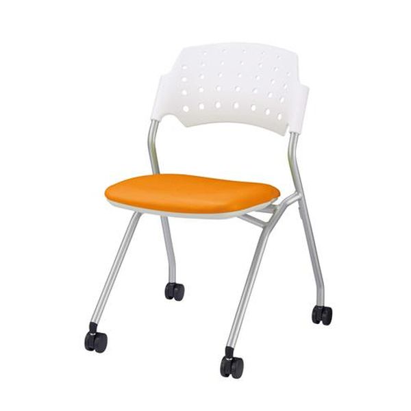 【メーカー在庫あり】 エスコ ESCO 折り畳み椅子 (キャスター付/オレンジ) EA956XA-183 JP店