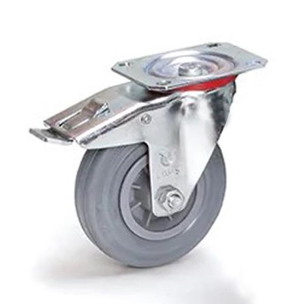 【メーカー在庫あり】 エスコ ESCO 125mm キャスター (自在金具/ゴムタイヤ/ブレーキ付) EA986CH-125 JP店