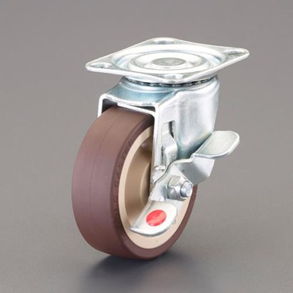 【メーカー在庫あり】 エスコ ESCO 75mm キャスター (自在金具・右ブレーキ/赤ポッチ付) EA986PP-71 JP店