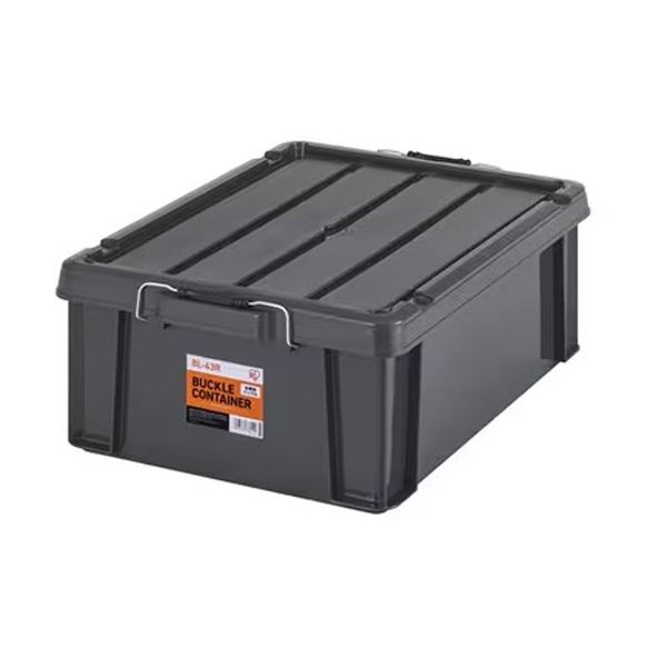 ●サイズ(W×D×H)mm…内寸：525×375×205外寸：624×450×227●重量(g)…2500g●入数…1個●材質…本体・フタ・バックル:ポリプロピレン線材:ステンレス●カラー…チャコールグレー●容量…39.4L●耐荷重…1個当たり:35kg積み重ね時:130kg●積み重ね可能●バックルの成形部分に凸面が付いているため指に引っかかりやすく、バックルをフタから取り外しやすくなっています。●金属バックルの端を樹脂でカバーしているので、作業中の軍手や衣類の引っかかりを防止します。●手が痛くなりにくい、厚みのある持ち手部分。EA506AB-43BB楽天 JP店