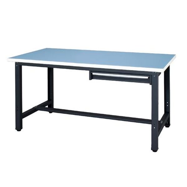 ●※注意※…【お客様組立品】●サイズ(W×D×H)mm…1500×750×735●重量…46.6kg●耐荷重…500kg●天板厚…30mm●1段引出し型●2.0mm厚ロンリューム天板●ロンリューム表面仕上げ●工場作業はもちろん学校や病院にも向いている作業台です。●アジャスター付●引出しは左脚・右脚間で任意の位置に取付できます。●青色の天板で机上の物が見やすく空間が明るくなります。●エッジはウレタン一体成型。広範囲の作業に適しています。●必要工具…＃2ドライバー+10mmスパナEA956DA-151楽天 JP店