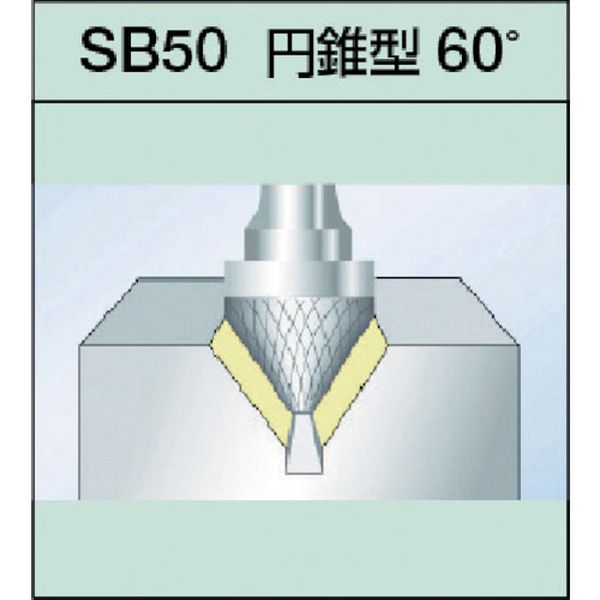 【メーカー在庫あり】 スーパー超硬バー オール超硬 円錐型60度(シングルカット)角度：60° 刃径：3.0mm 軸径：3.0mm SB50A01S JP店