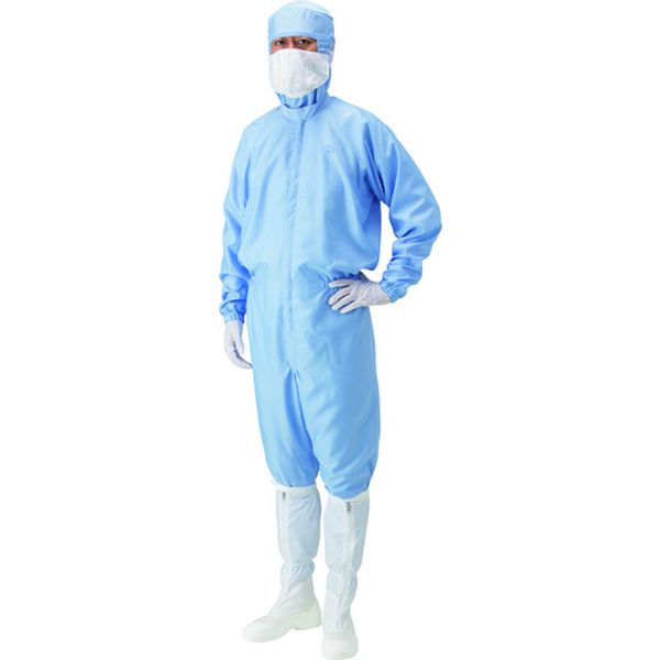 【メーカー在庫あり】 PP1410BL (株)ゴールドウイン ゴールドウイン クリーンルーム用ウェア フロントファスナーワンピース ブルー L PP1410-B-L JP店