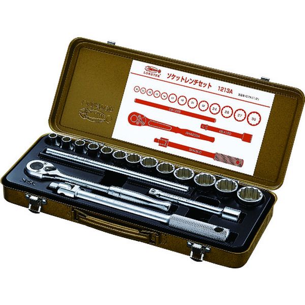 【メーカー在庫あり】 (株)ロブテックス エビ ソケットレンチセット 差込角12.7mm 12角 1213A JP店