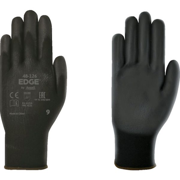 【メーカー在庫あり】 481269 (株)アンセル・ヘルスケア・ジャパン アンセル ウレタン背抜手袋 エッジ 48-126 ブラック Lサイズ 48-126-9 JP店