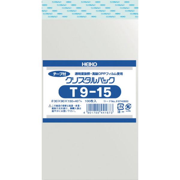 【メーカー在庫あり】 6742400T910 (株)シモジマ HEIKO OPP袋 テープ付き クリスタルパック T9-10 100枚入り 6742400 JP店 hirochishop-12161652 株式会社ヒロチー商事 楽天市場店 パッケージ画像