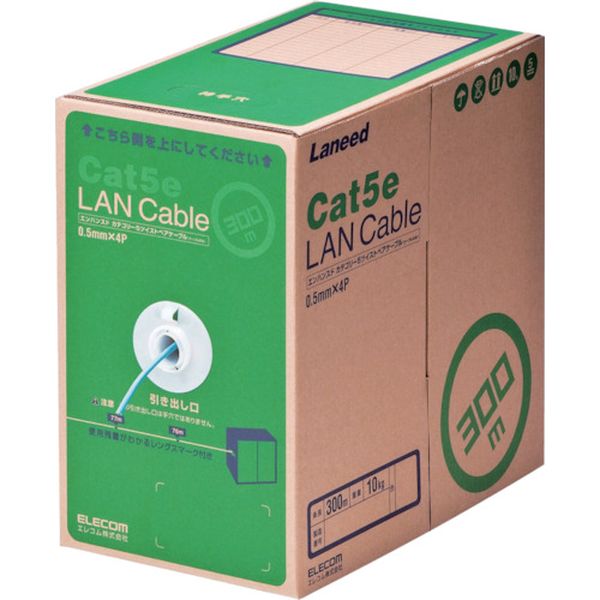 【メーカー在庫あり】 LDCT2LB300RS エレコム(株) エレコム EU RoHS準拠LANケーブル CAT5E 300m ライトブルー LD-CT2/LB300/RS JP店