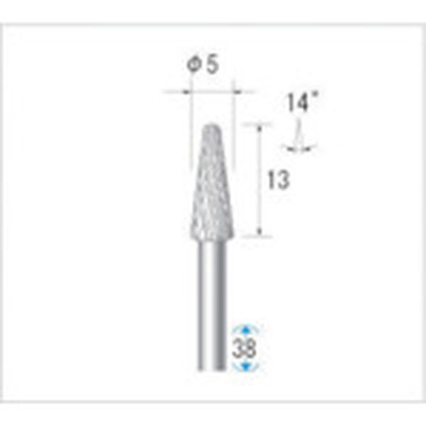 【メーカー在庫あり】 チタンコート超硬カッター テーパー先丸型 ダブルカット φ5×12.7×軸φ3 14° 21253 JP店