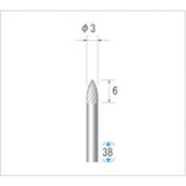 【メーカー在庫あり】 (株)ナカニシ ナカニシ 超硬カッター 砲弾型 シングルカット φ3×6×軸φ3 24302 JP店