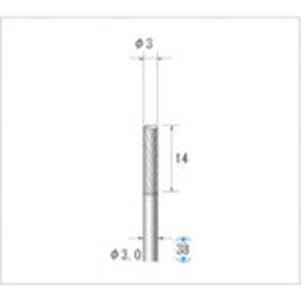 ・逆回転(左回転)用カッターです。・最高使用回転数(rpm):50000・刃径(mm):3・刃長(mm):14・軸径(mm):3・全長(mm):38・形状:円筒(シングルカット)・生産国 日本・JANコード ・質量 6g24701楽天 JP店　