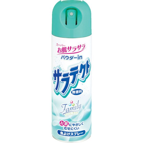 ・お肌のベトツキ感を抑えたパウダーINタイプです。・三つ穴スプレーでとび散りが少なく、つけたいところにムラなくスプレーできます。・ヤマビルに対する忌避効果もあります。・お得なファミリーサイズの虫よけスプレーです。・蚊・マダニの忌避。・容量(ml)：200・香り：無香料・タイプ：蚊用・効果持続期間:約8時間・防除用医薬部外品です。・生産国 日本・JANコード 4901080168313・質量 200g168313　