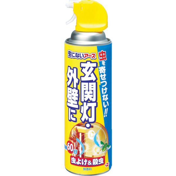 ・玄関灯や家の外壁にスプレーするだけですぐれた虫よけ効果を発揮します。・撥水成分シリコーン配合で雨にも強く、虫よけ効果は約2ヶ月間持続します。・ガにも効きます。・飛ぶ害虫の忌避。・容量(ml)：450・タイプ：不快害虫用・効果持続期間:約2ヶ月・雑品です。・生産国 日本・JANコード 4901080256911・質量 410g256911　