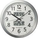 【メーカー在庫あり】 電波 壁掛け時計(アナログ表示) 最大36回/日 プログラムチャイム 温湿度計 カレンダー シルバー Φ430×66mm 4FN404SR19 JP店