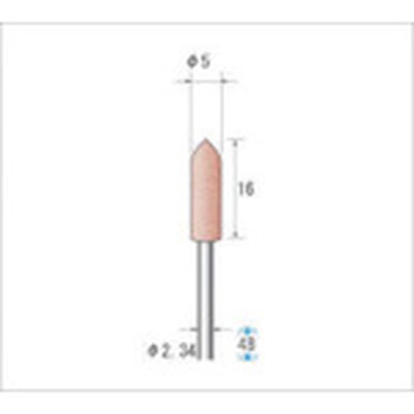 ・滑らかな作業性に加え、加工時の跳ね返りもなく安心して作業ができます。・粒度(#):220・最高使用回転数(rpm):30000・軸径(mm):2.34・形状:砲弾・外径(mm):5・幅(mm):16・砥粒:WA・色:ブラウン・軸長(mm):48・生産国 日本・JANコード ・質量 18g46312　