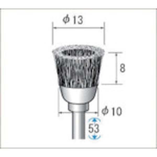 ・金属の表面処理加工に最適な高品質のワイヤーブラシです。・最高使用回転数(rpm):15000・軸径(mm):3・外径(mm):13・幅(mm):8・毛材:SUS304・軸長(mm):53・生産国 日本・JANコード ・質量 71g50515楽天 JP店　