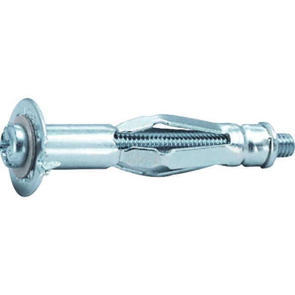 ・ねじや釘の使えない新建材、石こうボードにも裏板、胴ぶちなしで器具の取り付けができます。・石こうボード用、新建材用。・ねじの呼び：M4・外径(mm)：6.8・ねじ長さ(mm)：40・適合板厚(mm)：3〜9.5・下穴径(mm)：9・頭部径(mm)：6.8・長さ(mm)：34・スチール・生産国 日本・JANコード 4963202040846・質量 550g・コード：123-7845 ・品目：A409BA409B楽天 JP店　