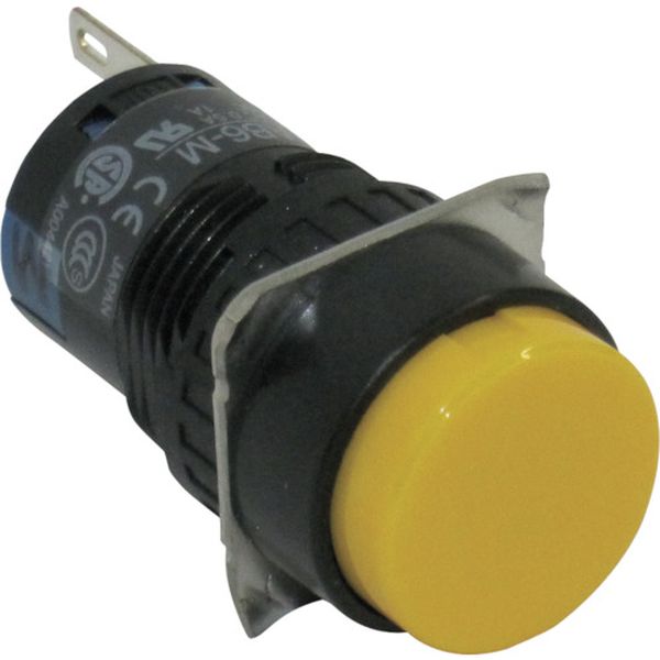 ・保護構造　IP40(IEC 60529)です。・UL、CSA、CCC認証およびEN規格適合品です。・短胴22mmの一体形で高性能接点機構を採用しています。・小型押しボタンユニット。・動作：モーメンタリー・接点構成：1c・ボタン色：黄・押しボタン部寸法：φ18mm・本体：ポリアセタール・操作部(レンズ)：ポリアリレート・端子部：黄銅(銀メッキ)・止め板：ステンレス・生産国 日本・質量 7g・コード：418-3177 ・品目：AB6MM1YAB6M-M1Y楽天 JP店　