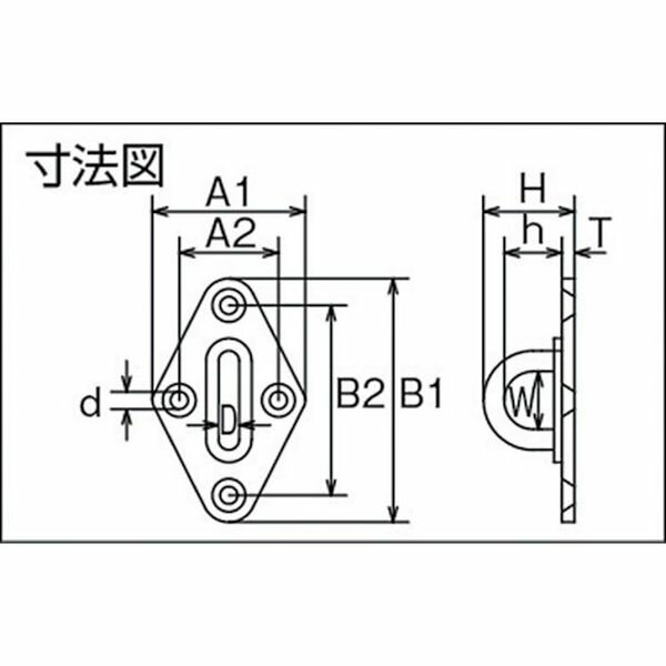 【メーカー在庫あり】 B046 (株)水本機械製作所 水本 アイプレート ステンレス ダイアモンドアイ 40mm×64mm B-046 JP店