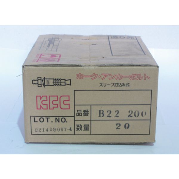 【メーカー在庫あり】 ホーク・アンカーボルトBタイプ スチール製M22 全長200 20本入り B22200 JP店