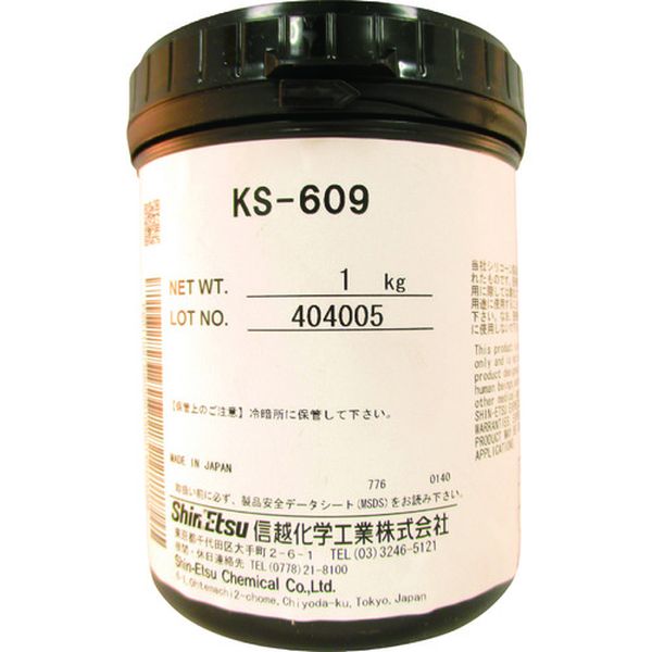 ・一般放熱用オイルコンパウンドです。・熱伝導性、電気特性に優れています。・トランジスタ、サーミスタなどの半導体素子や各種熱伝導媒体の放熱、絶縁。・色:白色/淡黄色・容量(kg):1・ちょう度:325・使用温度範囲:-50〜180℃・主成分：シリコーン・生産国 日本・JANコード 4582118733200・質量 1.1kgKS609-1　