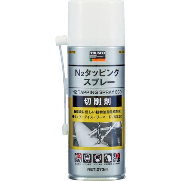 ・植物油脂を主成分として採用した発煙、臭気の少ない環境に優しい生分解性タイプの切削剤です。(塩素、硫黄、重金属を含んでいません)また、噴射ガスには大気中に約75%含まれる不燃性の窒素ガスを採用しています。・タップダイス加工。・ステンレス、アルミ、銅合金などの難削剤の加工。・リーマ加工。・ドリル加工など。・色:褐色・容量(ml):270・使用温度範囲:0〜100℃・塩素フリータイプ・スプレー後の状態:オイル状・容器:スプレー・主成分:植物油、合成油・生産国 日本・JANコード 4989999441529・質量 340gN2-TSE楽天 JP店　