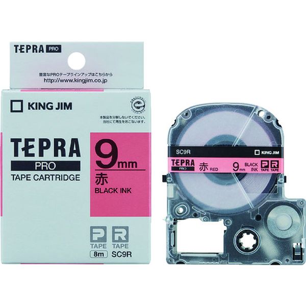 【メーカー在庫あり】 (株)キングジム キングジム JIM 【純正】「テプラ」PROテープ 9mm 赤ラベル/黒文..