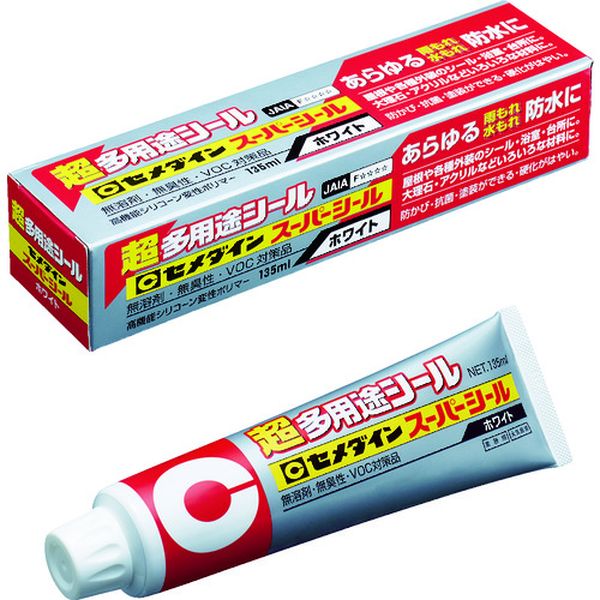 ・接着剤としても使える程の接着性があります。・防カビ、抗菌タイプです。・硬化後、塗料によっては塗装が可能です。・硬化後の物性が硬く摩擦に強いシーリング材です。・高耐久・高耐候性タイプです。・日本接着剤工業会 JAIA F☆☆☆☆規格品です。・内外装の各種目地などに。・色：ホワイト・容量(ml)：135・JIS規格：×・防カビタイプ：〇・容量(L)：0.135・使用温度範囲:-30〜90℃・指触乾燥時間:45分(23℃)・チューブタイプ・2025年1月頃生産分より、中箱廃止しシュリンクパック包装へ・主成分:変成シリコーン樹脂・ヘラ・生産国 日本・JANコード 4901761163798・質量 215g・コード：341-9665 ・品目：SX001SX-001楽天 JP店　