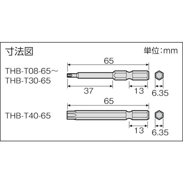 【メーカー在庫あり】 THBT4065 トラスコ中山(株) TRUSCO ヘクスローブビット穴付MG付 T40X65H THB-T40-65 JP店