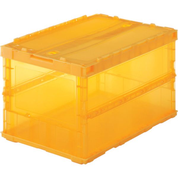 【メーカー在庫あり】 TSKC50B オリコン 薄型折りたたみコンテナ スケルコン 50L ロックフタ付 透明オ..