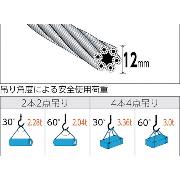 【メーカー在庫あり】 TWD12S8 トラスコ中山(株) TRUSCO 玉掛けワイヤーロープ 段...