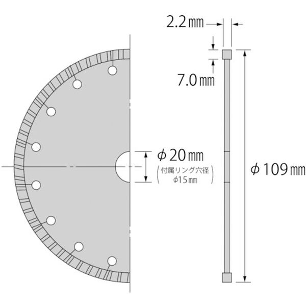 【メーカー在庫あり】 (株)ロブテックス エビ ダイヤモンドカッター ウェーブレーザー(乾式) 109mm WL105 JP店