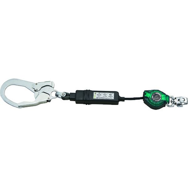 ・小型、軽量タイプのロック装置付巻取器です。・装着時の収まりを考慮して予めストラップを50mm引き出しています。・また、ストラップには巻取器に引き込まれる張力がかかっています。・建設・土木・造船・橋梁・鉱山・工場・プラントなどに。・最大使用可能質量(kg)：100・幅(mm)：17・長さ(mm)：1520・フック口開き(mm)人体側：8・フック口開き(mm)構造物側：51・径(mm)：17・フックタイプ：No.56・厚生労働省「墜落制止用器具の規格」適合品・ランヤード種別：タイプ1・D環側コネクタ：DJMR(回転機能付)・フック:No.56(J環付/軽量タイプ)・巻取器:樹脂製ケース・ストラップ:アラミド芯入テトロン・D環側コネクタ:スチール・フック:スチール、アルミ合金・生産国 日本・JANコード 4510620807126・質量 790g・コード：160-5563 ・品目：HLMRHL-MR楽天 JP店　