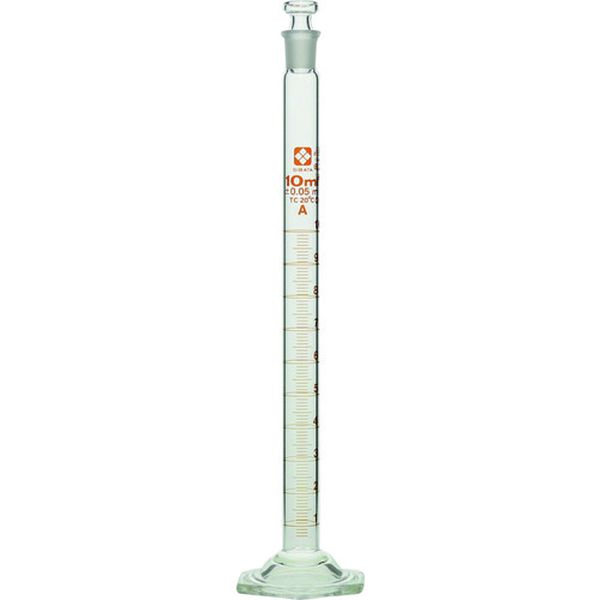 ・液体の体積を測定するための目盛の付いた細長い円筒容器です。・20ml〜1000mlには転倒時の破損を防止するバンパー付です。・目盛は受入体積(入っている体積)を表し、受用(入用)を意味するTCを表示しています。(TC：To Contain の略)・目盛は20℃の水を測定したときの体積を表します。・JIS規格(R3505)クラスAの「体積の許容誤差」より高精度です。・液体の体積を測定するガラス製実験器具として。・容量(ml)：10・目盛間隔(ml)：0.1・外径(mm)：13.1・高さ(mm)：190・許容誤差(ml)：±0.05・栓規格：9・JIS R3505　クラスA以上の高精度・ほうけい酸ガラス-1・平栓・高さには栓を含みません。・生産国 台湾・JANコード 4589988666744・質量 37g・コード：215-9589 ・品目：02355010023550-10楽天 JP店　