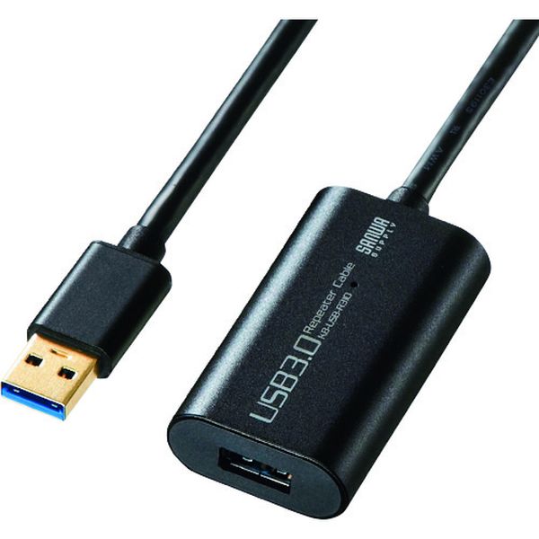 ・USB3.0信号を10m延長できるUSB3.0アクティブリピーターケーブルです。・USB2.0の約10倍(5Gbps)の転送速度に対応したUSB3.0アクティブリピーターケーブルです。・USB3.0のスーパースピードモード(5Gbps)[規格値]に対応しています。・USB3.0信号を10m延長することができます。・内部にリピーター機能を持つICを内蔵しているため、安定した延長伝送が可能です。・バスパワーでの動作も可能です。接続環境・機器によってはACアダプタが必要です。・最大2本まで連結(デイジーチェーン)接続すれば、最大22m(10m+10m+2m)まで延長できます。・長さ(m)：約10・色：ブラック・インターフェース：USB3.2 TypeA・コネクタ形状：USB3.2 TypeA・インターフェース規格：USB仕様Ver3.0準拠(USBVer2.0/1.1上位互換)・通信速度：5Gbps/480Mbps/12Mbps/1.5Mbps(理論値)・コネクタ：USB3.0Aコネクタメス×1(ダウンストリーム)USB3.0Aコネクタオス×1(アップストリーム)・電源：セルフパワー/バスパワー・消費電流：最大182mA・対応OS：Windows10・8.1・8(64bit/32bit)・7(64bit/32bit)macOS10.12、MacOSX10.6〜10.11・ACアダプター(5V 2.0A、ケーブル長約1.5m)・全ての機器での動作を保証するものではありません。・安定した動作・認識をするために接続するUSB周辺機器はセルフパワーで動作する機器を推奨します。・2本連結時などに消費電力の大きいバスパワー動作の周辺機器を接続した場合、機器を認識しない場合があります。(ポータブルHDDなど)全てのUSB機器で動作を保障するものではありません。・USB2.0/1.1規格の製品を接続する場合、最大転送速度は遅いほうの規格になりますのでご注意ください。本製品は、USB3.0規格に対応していますが、USB3.0の規格値(5Gbps)の転送速度を保証するものではありません。・生産国 中国・JANコード 4969887761878・質量 550g・コード：201-8146 ・品目：KBUSBR310KB-USB-R310楽天 JP店　