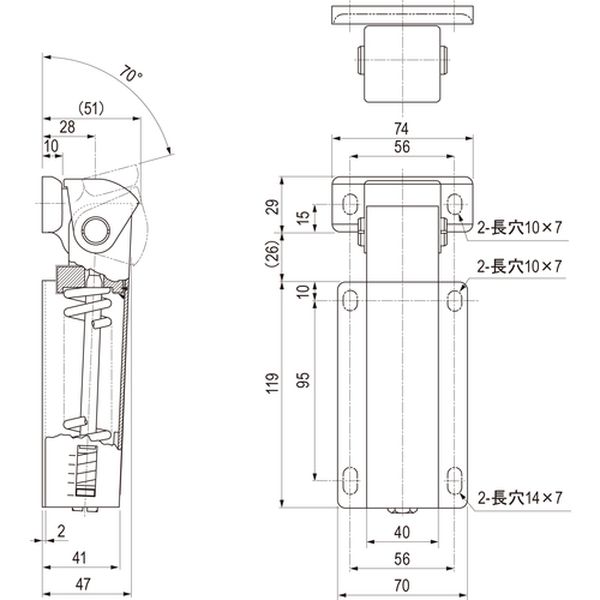 【メーカー在庫あり】 TH64 (株)栃木屋 栃木屋 オートヒンジ(強力型) 全長174×幅70×厚さ47mm TH-64 JP店