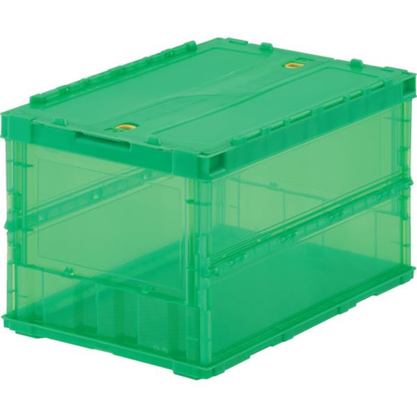 【メーカー在庫あり】 TSKC50B オリコン 薄型折りたたみコンテナ スケルコン 50L ロックフタ付 透明グ..