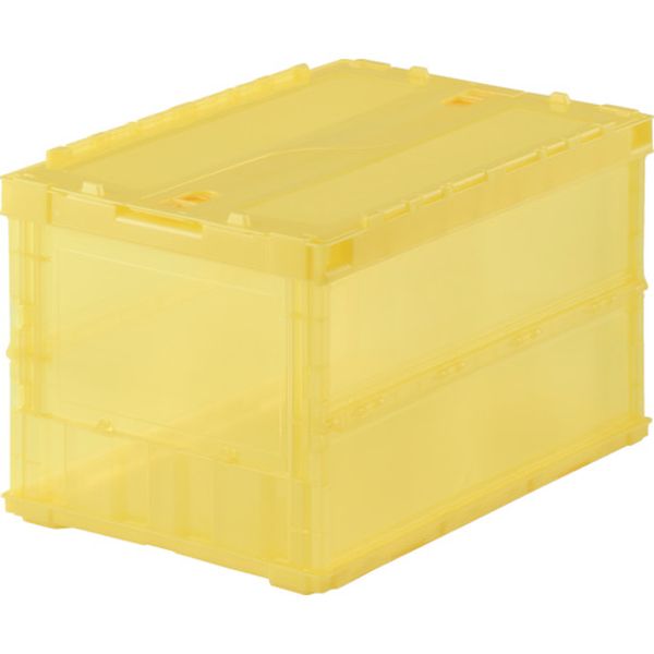 ・中が透けて見えるため、コンテナの中身が判別しやすく、保管・管理に最適です。・折りたたんだ時の高さを最大限まで追求、従来タイプに比べて最大35%低く、これにより輸送運賃・保管スペースを大幅に削減することができます。・組み立て時も、折りたたみ時にも積み重ねができ荷崩れの心配がありません。・商品や部品・備品の配送および保管・管理。・内容物の種類・大きさが一定でない荷物の配送に最適。・容量(L)：51.3・色：透明イエロー・外形寸法(mm)間口：530・外形寸法(mm)奥行：366・外形寸法(mm)高さ：336・有効内寸(mm)間口：493・有効内寸(mm)奥行：335・有効内寸(mm)高さ：311・最大積載荷重(kg)：8・折りたたみ高さ(mm)：71・スライドロックフタ付・食品衛生法適合・ポジティブリスト適合・ポリプロピレン(PP)・生産国 日本・JANコード 4989999706840・質量 2.280kg・コード：207-3373 ・品目：TSKC50BTSK-C50B楽天 JP店　
