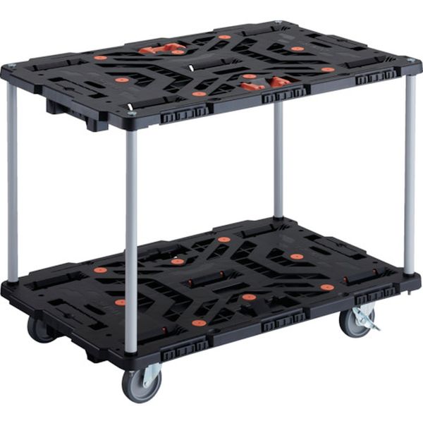 【メーカー在庫あり】 連結式樹脂製2段台車 ビートル 900X600 自在5輪 内2輪ストッ...