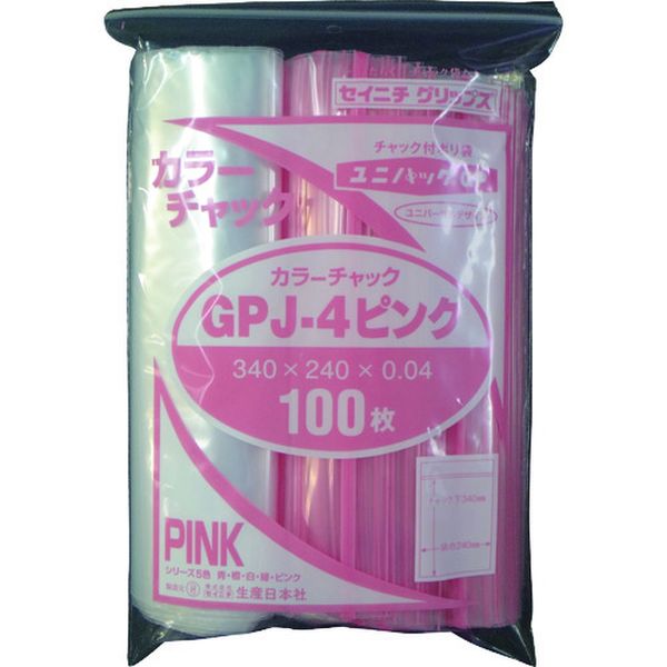 【メーカー在庫あり】 GPJ4COLORCHAKKUPINK (株)生産日本社 セイニチ ユニパック J‐4カラーチャック ピンク GP JP店(3.0)