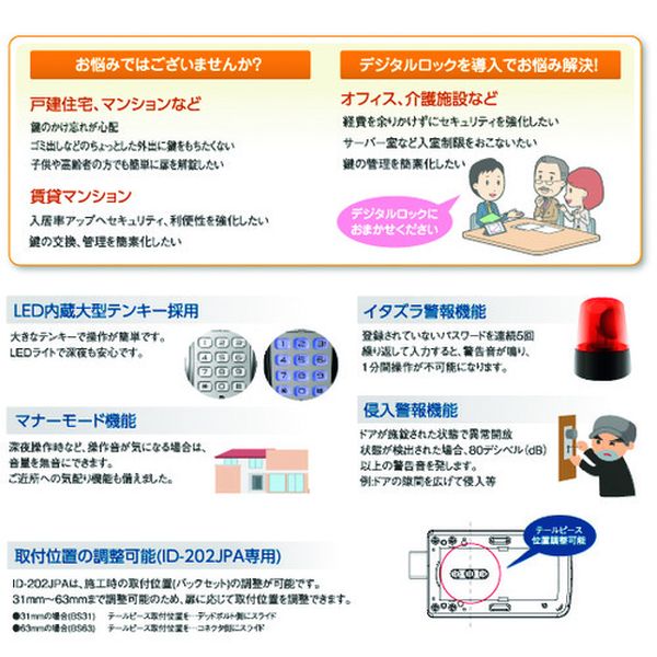 【メーカー在庫あり】 ID202TAB ロックマンジャパン(株) LOCKMAN デジタルドアロッ...