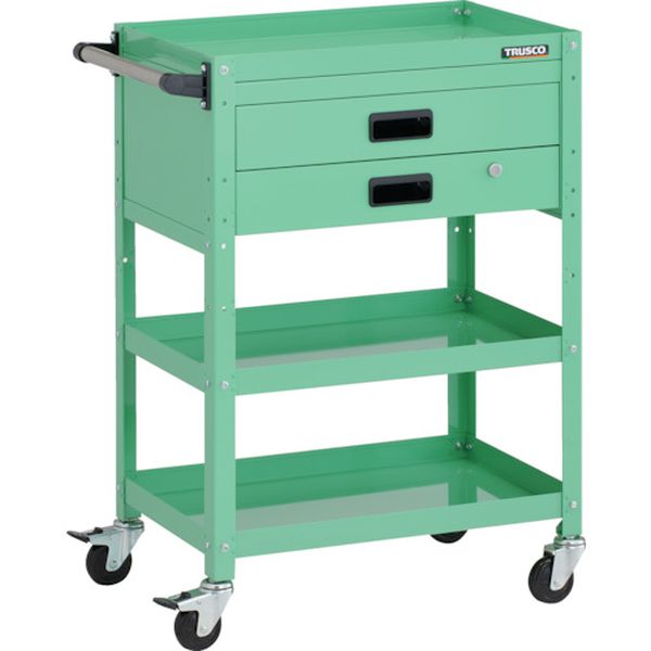 【メーカー在庫あり】 ツールワゴン ラビットワゴン 600X400XH880 3段 2段引出付 ハンドル付 ゴム車輪 ..