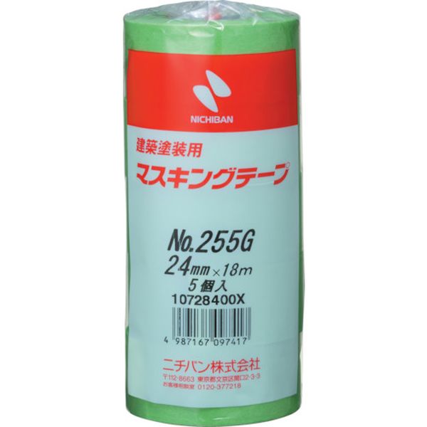 ・引き出しやすく、作業性に優れています。・基材強度が優れており、剥がすときにテープが切れにくいです。・外壁塗装時のマスキング作業に適しております。・優れた直線性です。・仕上がりがキレイです。・外壁塗装用マスキングに。・コンクリート、アルミサッシ、タイル、塗装鋼板などの被着体に。・色：黄緑・幅(mm)：24・長さ(m)：18・厚さ(mm)：0.089・テープカット条件：手で切断可能・粘着力(N/10mm)：1.35・引張強度(N/10mm)：33.0・芯径：1インチ・伸び：6％・粘着力：1.35N/10mm・引張強度：33N/10mm・基材：和紙・粘着剤：アクリル系・生産国 日本・JANコード 4987167097417・質量 190g・コード：363-8292 ・品目：255GH24255GH-24楽天 JP店　